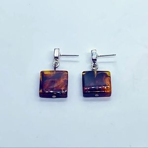 Brown Square Glass Stud Earrings 🔥3 for $20